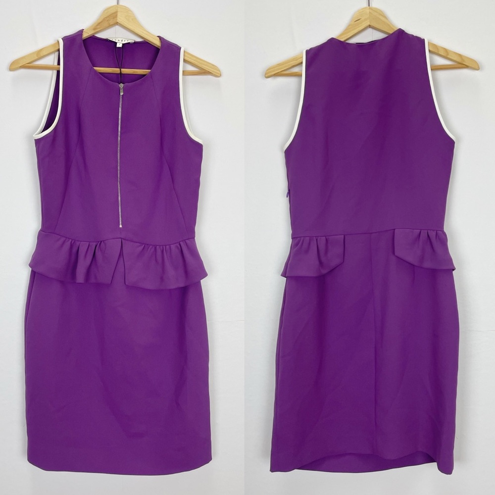 NWOT Sandro Purple Peplum Sheath Dress Zipper Front 1